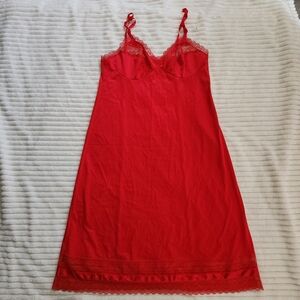 slip vanity fair red size 36 Large NylonRed knee lenElegant Red Lace Nightgown